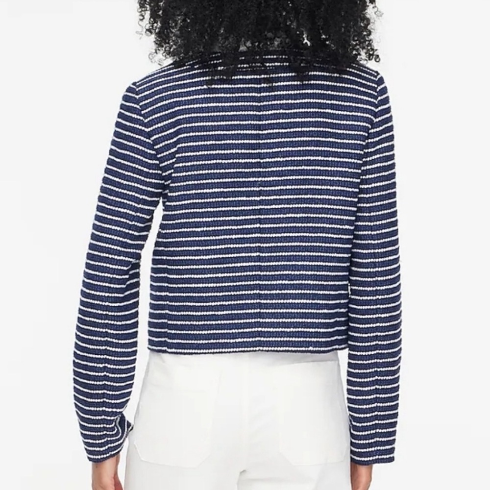 NWT J. CREW Tweed Lady Jacket Antique Navy Ivory Stripe - Picture 3 of 10